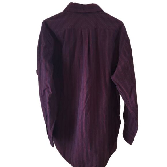 Cambridge Classics Men's Wrinkle Resistant Burgundy Long Sleeve Button Up Shirt - Picture 3 of 4